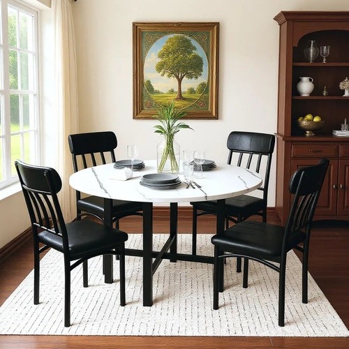 Compact white dining set - pc,